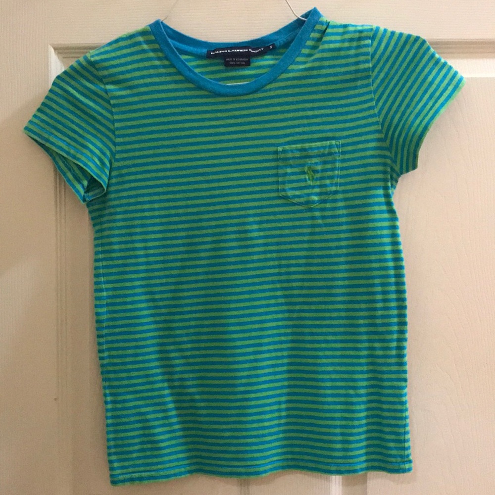 Ralph Lauren sport blue and green stripe shirt